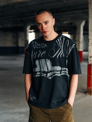 Slate Grey Relaxed fit EDIT Heavyweight Marble Graphic T-Shirt - Image 2 of 8