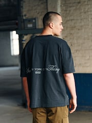Slate Grey Relaxed fit EDIT Heavyweight Marble Graphic T-Shirt - Image 3 of 8