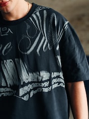 Slate Grey Relaxed fit EDIT Heavyweight Marble Graphic T-Shirt - Image 4 of 8