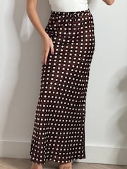 Style Cheat Brown Sylvia Drawstring Satin Slip Midaxi Skirt - Image 3 of 4