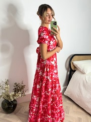 Style Cheat Red Zoe Tiered Cutout Maxi Dress - Image 3 of 4
