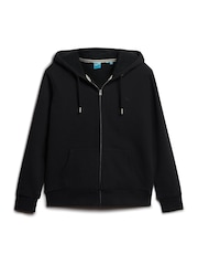 Superdry Black Essential Borg Lined Zip 100% Cotton Hoodie - Image 4 of 6