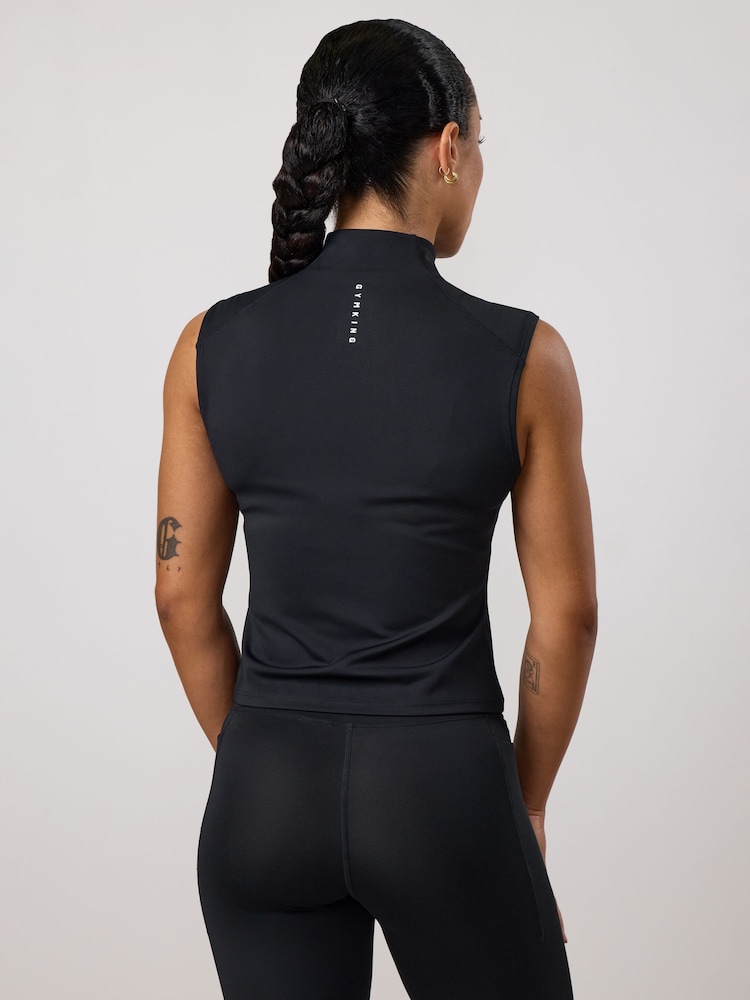 Gym King Black Precision Full Zip Tank - Image 2 of 4 Gym King Black Precision Full Zip Tank - Image 2 of 4