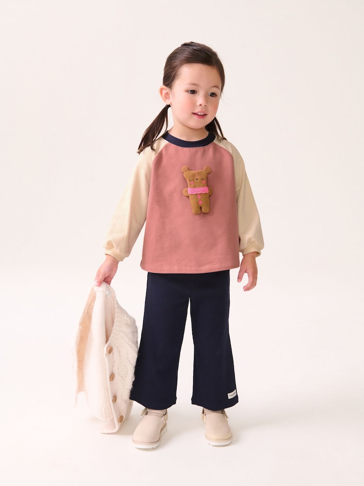 Ecru/Navy Padded Bear 100% Cotton Long Sleeve T-Shirt (3mths-7yrs) - Image 2 of 7