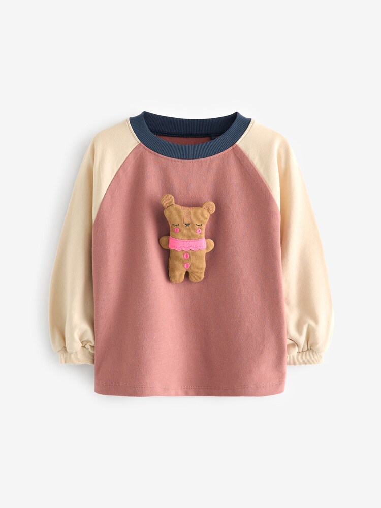 Ecru/Navy Padded Bear 100% Cotton Long Sleeve T-Shirt (3mths-7yrs) - Image 5 of 7