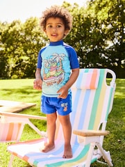 Kobaltblau/Krokodildesign - Sonnenschutz-Set aus Oberteil und Shorts (3 Monate–7 Jahre) - Bild 2 von 12