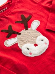 Red Applique Christmas Reindeer 100% Cotton Long Sleeve T-Shirt (3mths-7yrs) - Image 7 of 7