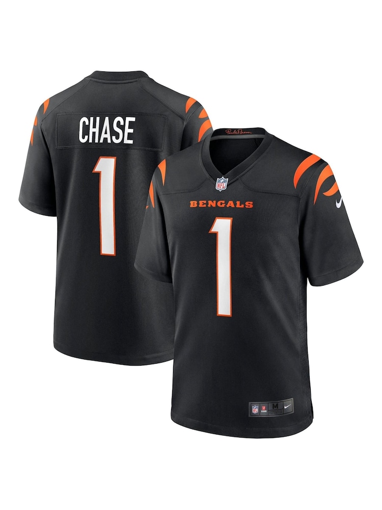 Nike Black NFL Cincinnati Bengals Game Home Team Colour Jersey - Ja'Marr Chase - Image 1 of 3