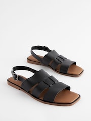 Black Extra Wide Fit Forever Comfort® Leather Slingback Sandals - Image 2 of 5