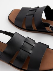 Black Extra Wide Fit Forever Comfort® Leather Slingback Sandals - Image 3 of 5