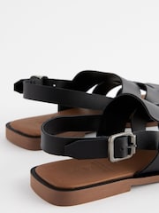Black Extra Wide Fit Forever Comfort® Leather Slingback Sandals - Image 4 of 5
