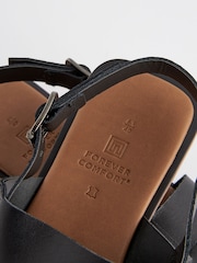 Black Extra Wide Fit Forever Comfort® Leather Slingback Sandals - Image 5 of 5