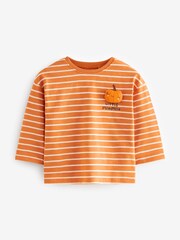 Orange Pumpkin Halloween 100% Cotton Long Sleeve T-Shirt (3mths-7yrs) - Image 5 of 7