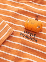 Orange Pumpkin Halloween 100% Cotton Long Sleeve T-Shirt (3mths-7yrs) - Image 7 of 7