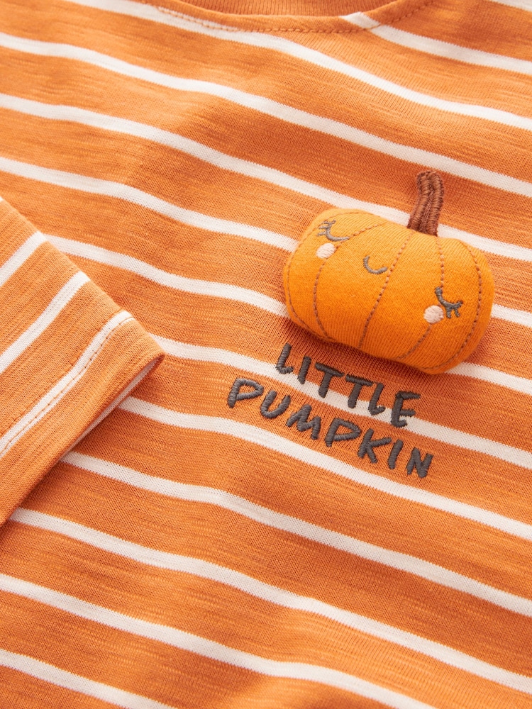 Orange Pumpkin Halloween 100% Cotton Long Sleeve T-Shirt (3mths-7yrs) - Image 7 of 7