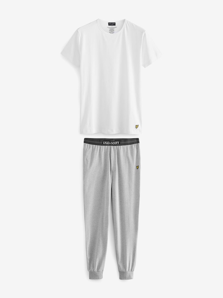 Lyle & Scott Grey Cash 100% Cotton Top And Joggers Set - Image 1 of 7