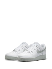 Nike Grey/White Air Force 1 Low Trainers - Image 5 of 8