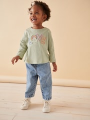 Green Love Slogan 100% Cotton Long Sleeve T-Shirt (3mths-7yrs) - Image 2 of 8