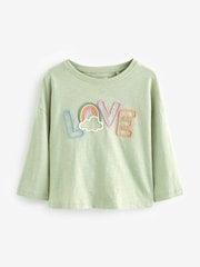 Green Love Slogan 100% Cotton Long Sleeve T-Shirt (3mths-7yrs) - Image 6 of 8
