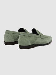 Reiss Dusty Mint Bray Suede Slip On Loafers - Image 4 of 5