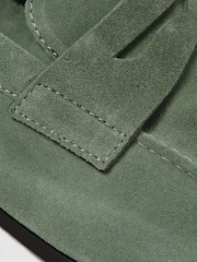 Reiss Dusty Mint Bray Suede Slip On Loafers - Image 5 of 5