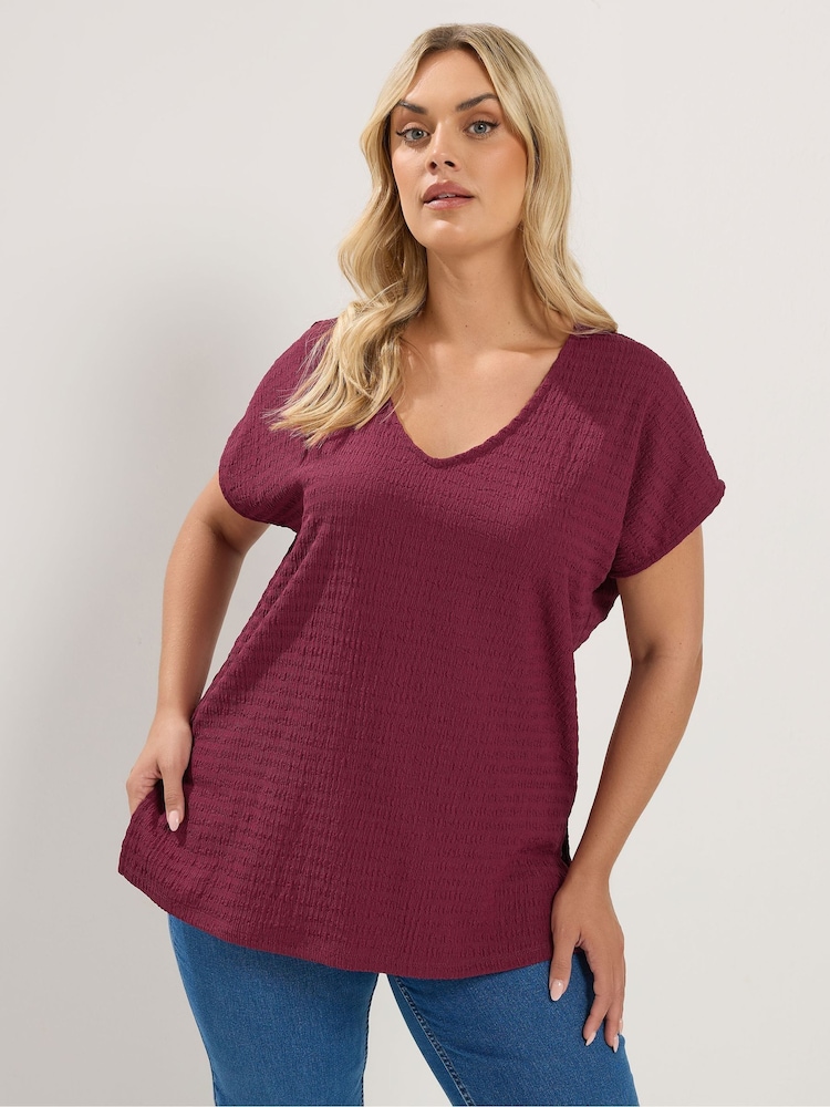 Yours Curve Red Textured Grown On T-Shirt - Image 1 of 6 Yours Curve Red Textured Grown On T-Shirt - Image 1 of 6