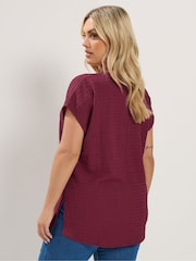Yours Curve Red Textured Grown On T-Shirt - Image 3 of 6