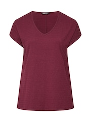 Yours Curve Red Textured Grown On T-Shirt - Image 5 of 6
