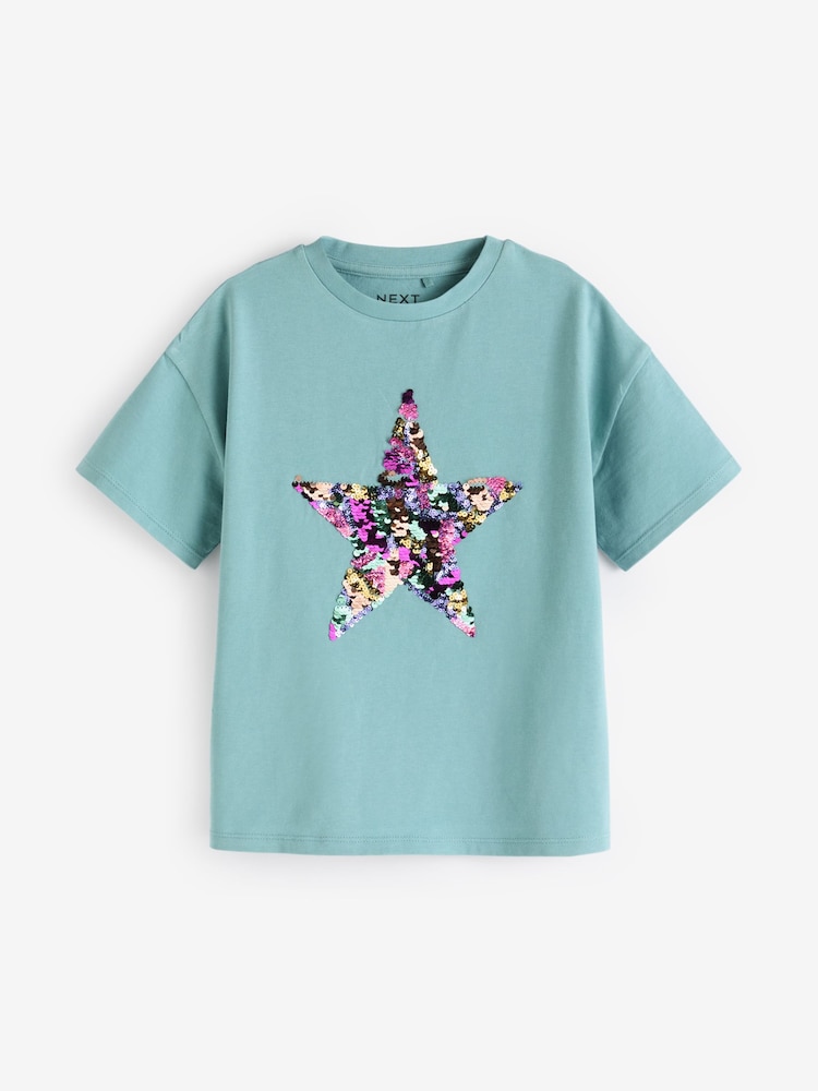 Blue Star Sequin T-Shirt (3-16yrs) - Image 1 of 3