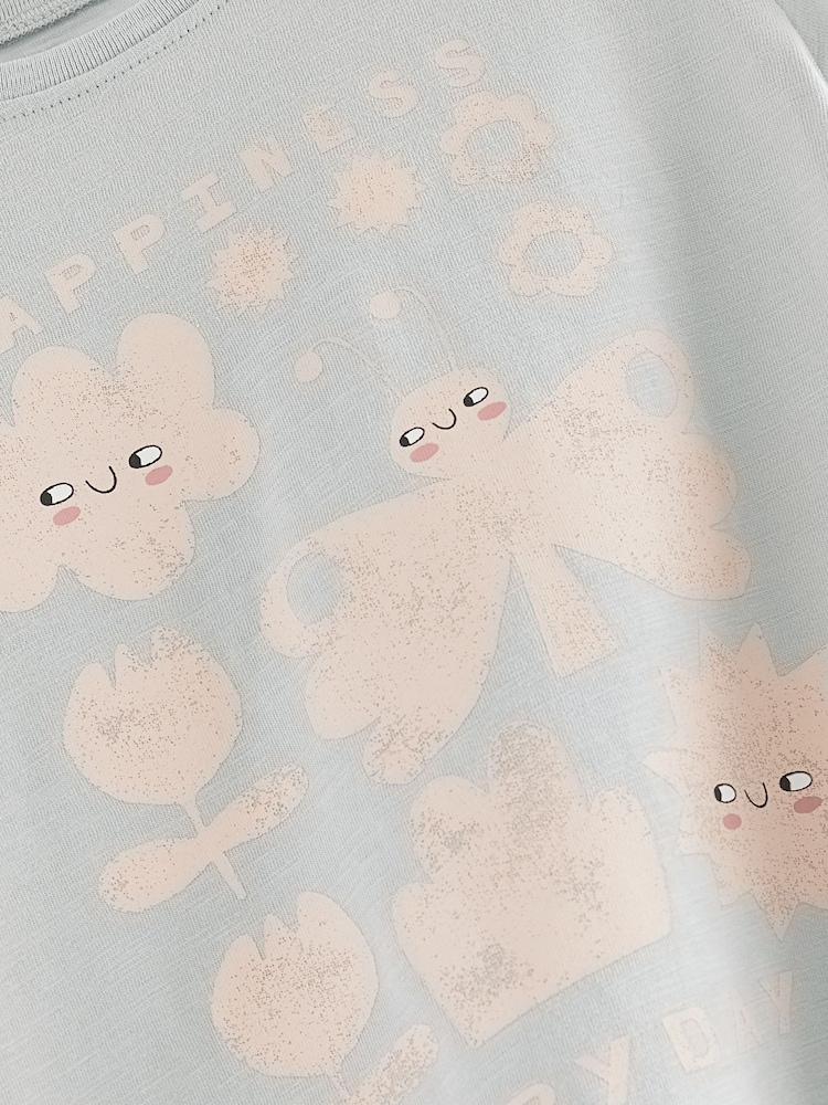 Blue Flower Slogan Short Sleeve T-Shirt (3mths-7yrs) - Image 7 of 7