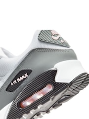 Nike Grey/White Air Max 90 Trainers - Image 6 of 7