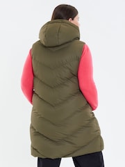 Threadbare Khaki Curve Threadbare Longline Hooded Padded Gilet - Image 2 of 5