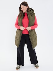 Threadbare Khaki Curve Threadbare Longline Hooded Padded Gilet - Image 3 of 5