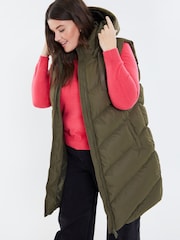 Threadbare Khaki Curve Threadbare Longline Hooded Padded Gilet - Image 4 of 5