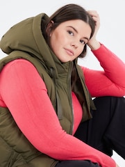 Threadbare Khaki Curve Threadbare Longline Hooded Padded Gilet - Image 5 of 5