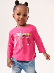 Pink Christmas Padded Mouse 100% Cotton Long Sleeve T-Shirt (3mths-7yrs) - Image 1 of 8