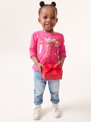 Pink Christmas Padded Mouse 100% Cotton Long Sleeve T-Shirt (3mths-7yrs) - Image 2 of 8