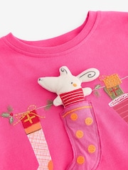 Pink Christmas Padded Mouse 100% Cotton Long Sleeve T-Shirt (3mths-7yrs) - Image 8 of 8