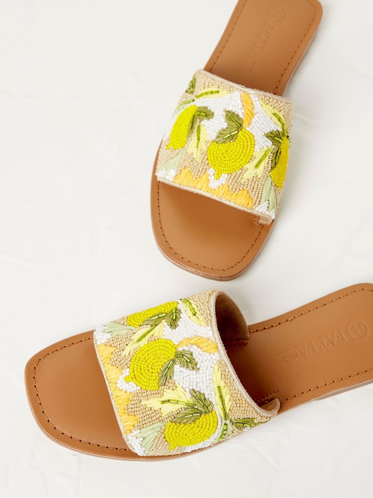 FatFace White Sorrento Beaded Sliders - Image 2 of 5