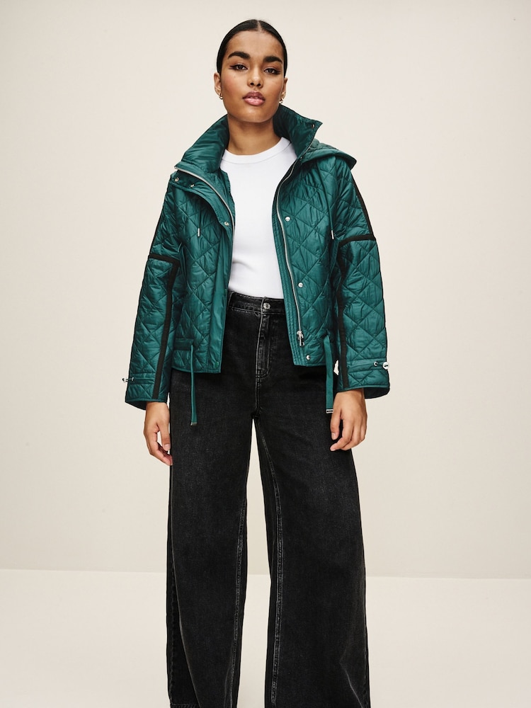 Forest Green Short Quilted Jacket - Image 2 of 9