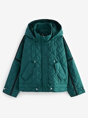 Forest Green Short Quilted Jacket - Image 6 of 9