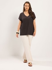 Yours Curve Brown Textured Grown On T-Shirt - Image 2 of 6