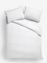 White Pure 100% Cotton 144 Thread Count Duvet Cover and Pillowcase Set - Image 2 of 3