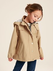 Joules Girls' Meadow Stone Lightweight Waterproof Raincoat With Hood - Image 1 of 13