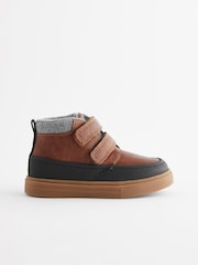 Black/Tan Brown Wide Fit (G) Warm Lined Touch Fastening Boots - Image 2 of 5