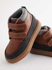 Black/Tan Brown Wide Fit (G) Warm Lined Touch Fastening Boots - Image 4 of 5
