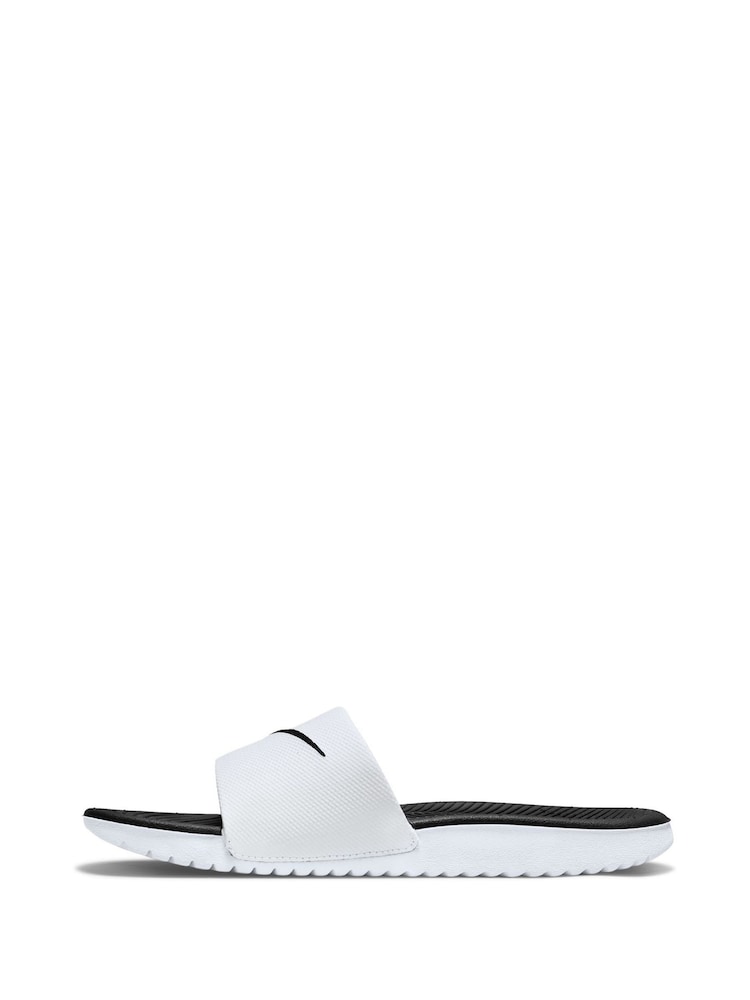 Blanco/Negro - Nike Kawa Junior/Youth Sliders - Imagen 2 de 7