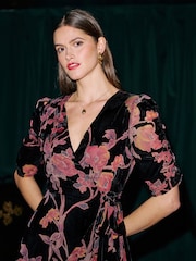 Yumi Black Floral Wrap Dress - Image 4 of 5