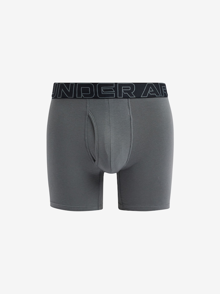 Under Armour Green/Grey 100% Cotton Performance Boxers 3 Pack - Image 4 of 4
