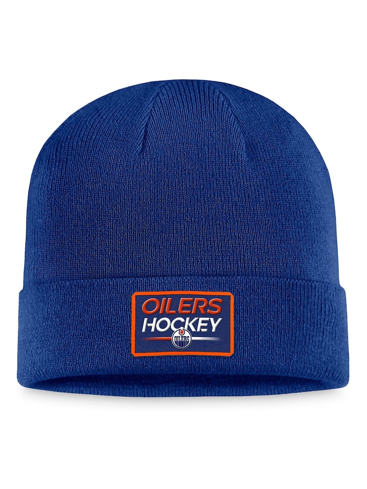 Fanatics Blue NHL Edmonton Oilers Authentic Pro Prime Cuffed Beanie Unisex - Image 1 of 2 Fanatics Blue NHL Edmonton Oilers Authentic Pro Prime Cuffed Beanie Unisex - Image 1 of 2